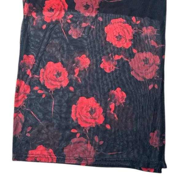 SHEIN Chinese Qipao Style Dress Black and Red Roses Size Extra Large - Picture 5 of 5